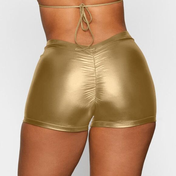 Skims Metallic Swim V Waist Shorts Women Size XXS Gold BO-SHO-2805 NEW NWT - Picture 3 of 5